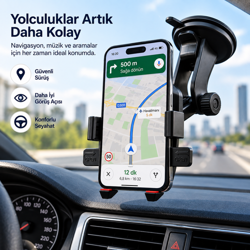 Araç İçi Cam & Torpido Telefon Tutucu