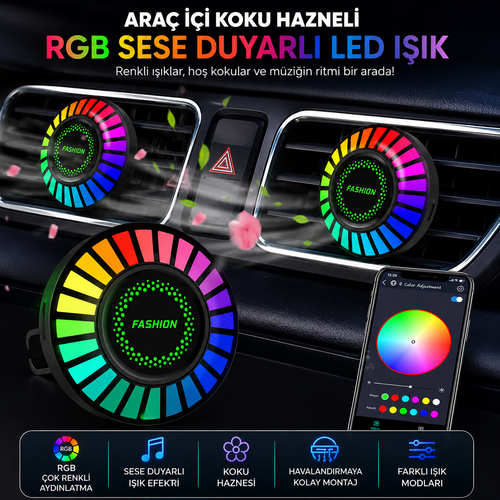 Araç İçi Koku Hazneli Renk Değiştiren Sese Duyarlı RGB Işık