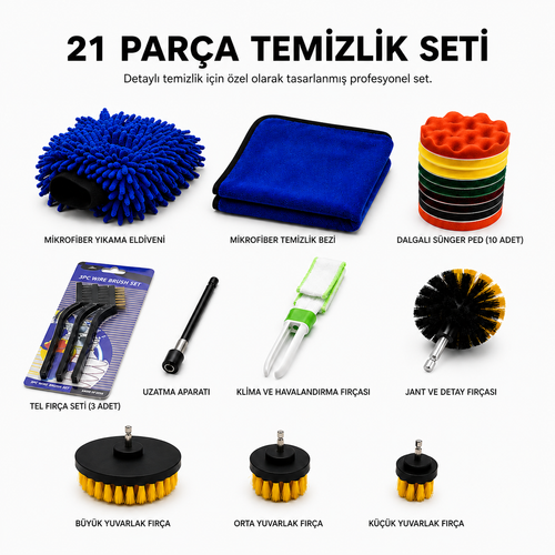 Araç Bakım Seti – Detaylı Temizlik ve Fırça Seti