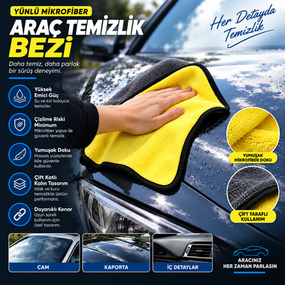 Premium Mikrofiber Araç Temizlik Bezi – 50×70 cm