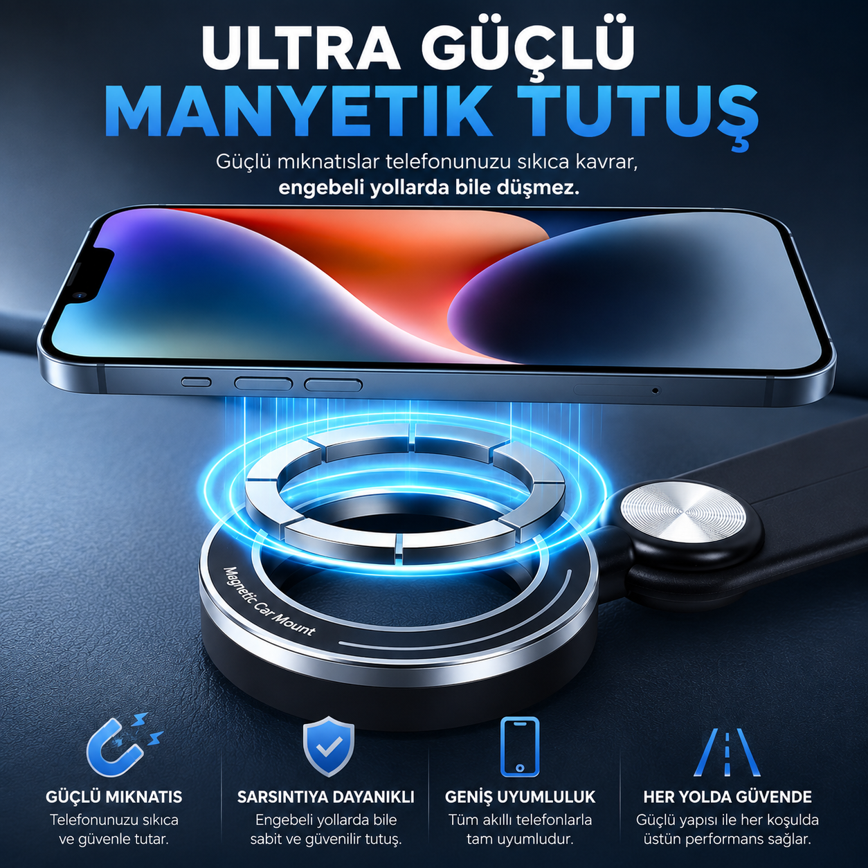 Kompakt Manyetik Araç İçi Telefon Tutucu