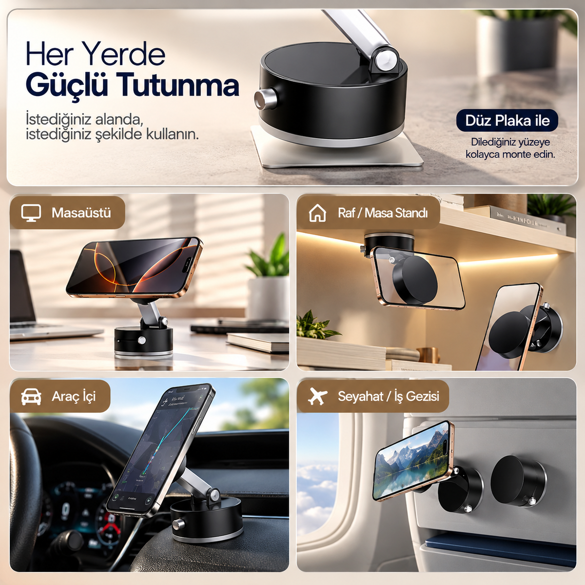 Katlanabilir Mıknatıslı Araç İçi Telefon Tutucu