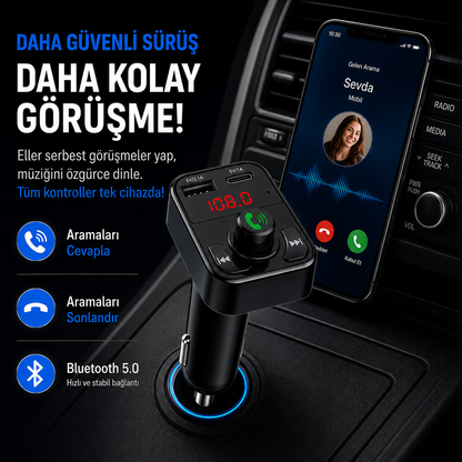 Bluetoothlu Araç Müzik ve Şarj Cihazı